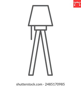 Floor lamp line icon, interior and home decor, floor lamp vector icon, vector graphics, editable stroke outline sign, eps 10.