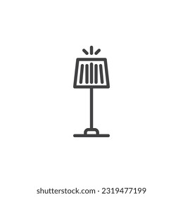 Icono de la línea de la lámpara del piso. signo de estilo lineal para concepto móvil y diseño web. icono del vector de contorno de la lámpara de piso. Símbolo, ilustración del logotipo. Gráficos vectoriales