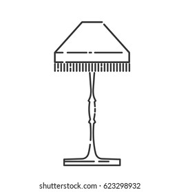 Floor lamp in a linear style. Line icon. Isolated on white background. Vector illustration.