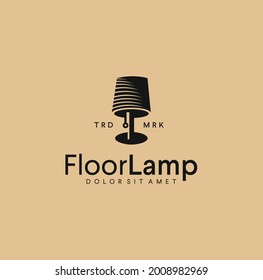 Floor lamp Logo icon isolated on white background Retro Hipster Vintage Vector Illustration. Table lamp logo stock Template Silhouette
