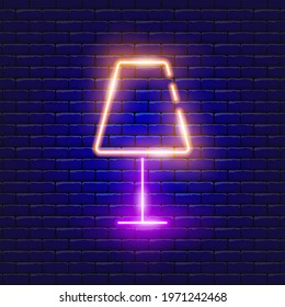 Floor lamp neon sign. Vector illustration for the design of advertising, catalog, banner, signboard. Furniture concept.