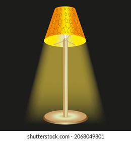 Floor lamp on a dark background with contour stars on the lampshade.