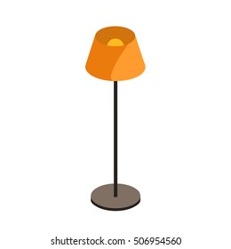 floor lamp on a high stem with a round lampshade and a large bubble, vector illustration of a floor lamp, isometric.