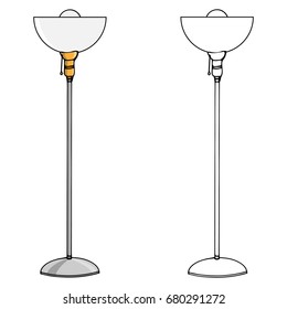 Floor lamp with an open lampshade. Vector illustration.