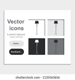 Floor lamp placed on web page template flat vector icon.