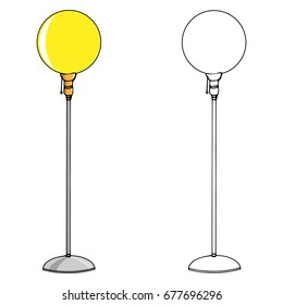 Floor lamp with a round bubble. Vector illustration.