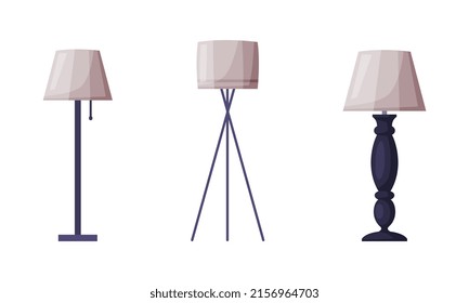 Floor Lamp Set. Cozy Room Interior Element Vector Illustration