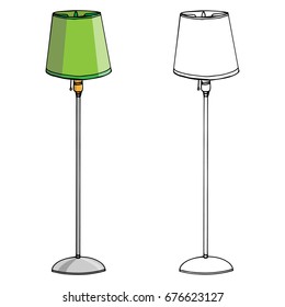 Floor lamp with shade. Vector illustration.