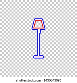 Floor lamp sign illustration. Red, white and contour icon at transparent background. Illustration.