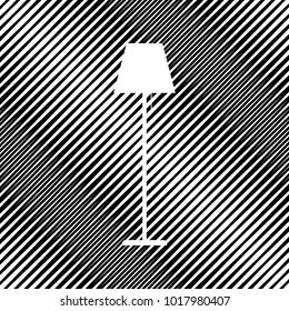Floor lamp sign illustration. Vector. Icon. Hole in moire background.