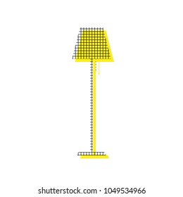 Floor lamp sign illustration. Vector. Yellow icon with square pattern duplicate at white background. Isolated.