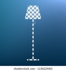 Floor lamp sign illustration. Vector. White textured icon at lapis lazuli gradient background.