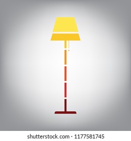 Floor lamp sign illustration. Vector. Horizontally sliced icon with colors from sunny gradient in gray background.