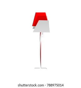 Floor lamp sign illustration. Vector. Detachable paper icon with red body stock. Isolated.