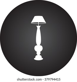 Floor lamp simple icon on colorful round background