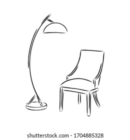 Floor lamp sketch vector illustration the object for the interior