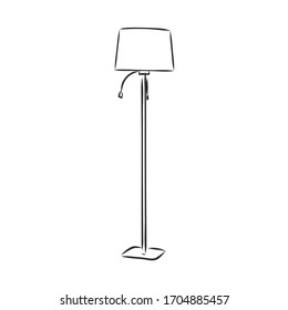 Floor lamp sketch vector illustration.