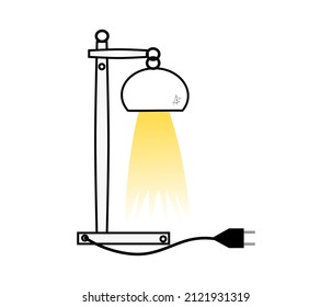 Lámpara de suelo, lámpara de mesa, con luz, dibujo a color, sobre fondo transparente, para diseño e impresión