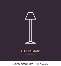 Floor lamp, torchere flat line icon. Home lighting, light fixture sign. Illustration for interior store.