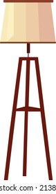 Floor Lamp Tripod  Sample Model with Silk Shade and solid wood legs. For Loft, Living Room, Bedroom, Study Room and Office. Vector Illustration, eps 10.