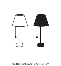 Floor lamp vector icon. Black illustration isolated on white. Simple pictogram for graphic and web design.