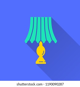 Floor lamp vector icon with long shadow. Illustration isolated on blue background for graphic and web design.