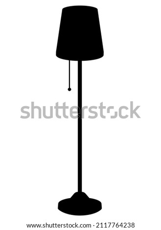 Floor lamp, vintage floor lamp with lampshade - vector silhouette picture for logo or pictogram. Lamp in scandinavian style, vintage for sign or icon