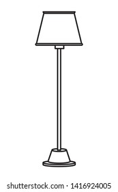 floor lamp with white background icon cartoon isolated in black and white vector illustration graphic design