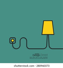 Floor lamp wire connected to a power outlet. Electric light creates homeliness. 