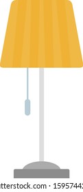 Floor lamp with yellow lampshade vector flat icon isolated on white