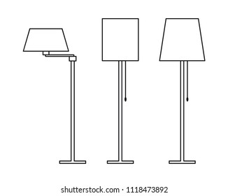 Floor lamps. Outline image of home furniture. Vector clip art.