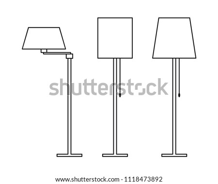 Floor lamps. Outline image of home furniture. Vector clip art.