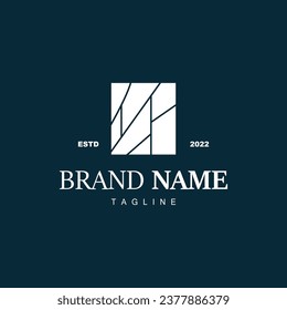 Diseño de logotipo de suelo para decoración de cerámica en el hogar con formas abstractas minimalistas, ilustración de templos vectores