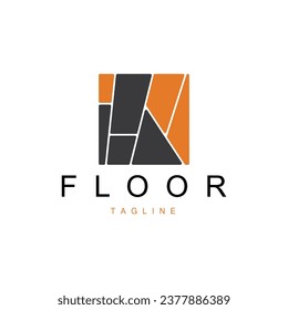 Floor Logo Design for Home Ceramic Decoration with Minimalist Abstract Shapes, Vector Templet Illustration