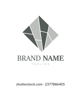 Diseño de logotipo de suelo para decoración de cerámica en el hogar con formas abstractas minimalistas, ilustración de templos vectores