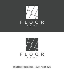 Floor Logo Design for Home Ceramic Decoration with Minimalist Abstract Shapes, Vector Templet Illustration