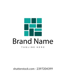 Floor Logo Design for Home Ceramic Decoration with Minimalist Abstract Shapes, Vector Templet Illustration
