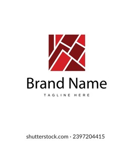 Diseño de logotipo de suelo para decoración de cerámica en el hogar con formas abstractas minimalistas, ilustración de templos vectores