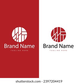 Floor Logo Design for Home Ceramic Decoration with Minimalist Abstract Shapes, Vector Templet Illustration