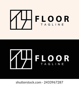 Floor Logo Design for Home Ceramic Decoration with Minimalist Abstract Shapes, Vector Templet Illustration