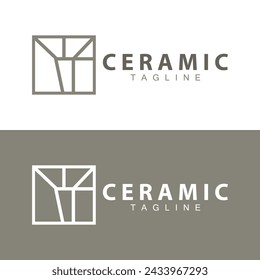 Floor Logo Design for Home Ceramic Decoration with Minimalist Abstract Shapes, Vector Templet Illustration