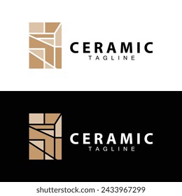 Floor Logo Design for Home Ceramic Decoration with Minimalist Abstract Shapes, Vector Templet Illustration