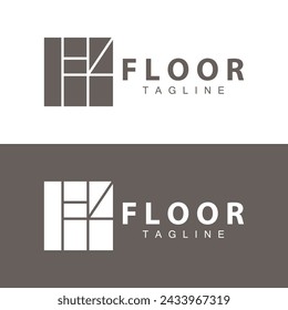 Floor Logo Design für Home Keramik Dekoration mit minimalistischen abstrakten Formen, Vektor Tempel Illustration