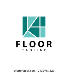 Floor Logo Design for Home Ceramic Decoration with Minimalist Abstract Shapes, Vector Templet Illustration