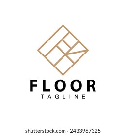 Floor Logo Design for Home Ceramic Decoration with Minimalist Abstract Shapes, Vector Templet Illustration