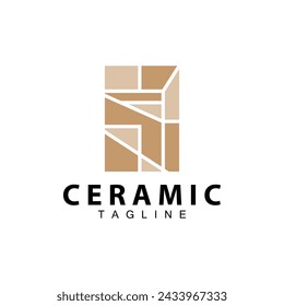 Diseño del logotipo del piso para la decoración de cerámica del hogar con formas abstractas minimalistas, ilustración vectorial de plantilla