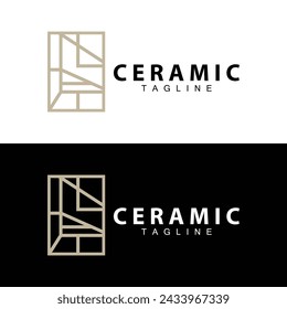 Diseño del logotipo del piso para la decoración de cerámica del hogar con formas abstractas minimalistas, ilustración vectorial de plantilla