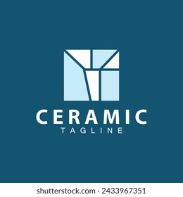 Floor Logo Design for Home Ceramic Decoration with Minimalist Abstract Shapes, Vector Templet Illustration