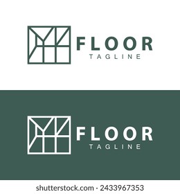 Diseño del logotipo del piso para la decoración de cerámica del hogar con formas abstractas minimalistas, ilustración vectorial de plantilla