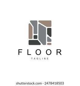 Diseño del logotipo del piso para la decoración de cerámica del hogar con Formas Abstractas minimalistas, ilustración de plantilla de Vector